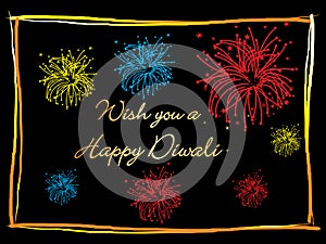 Colorful fireworks for happy deepawali