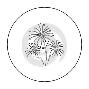 Colorful fireworks icon in outline style isolated on white. Event service symbol.