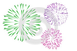 Colorful fireworks isolated on white background. Illustration design