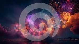 Colorful Fireworks Light up the Night Sky