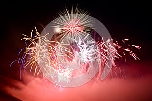 Colorful Fireworks, long exposure, horizontal format