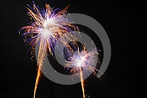 Colorful Fireworks, long exposure, horizontal format