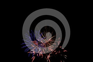 Colorful Fireworks, long exposure, horizontal format