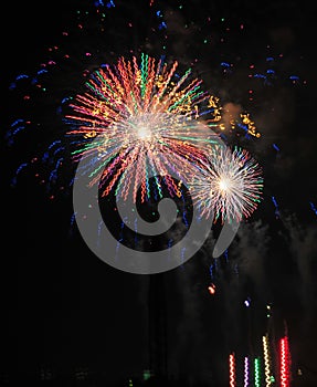 Colorful Fireworks in Night Sky