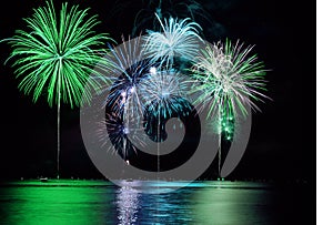 Colorful Fireworks over Lake