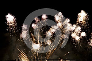 Colorful fireworks over a night sky