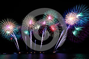 colorful fireworks over the sea