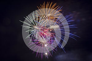 Colorful fireworks on a party night photo