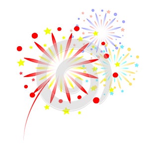 Colorful fireworks on white background