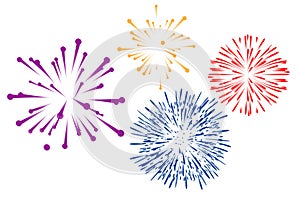 Colorful fireworks on White background . Illustration design