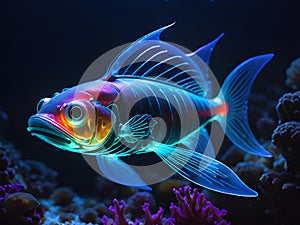 colorful fish in the dark background