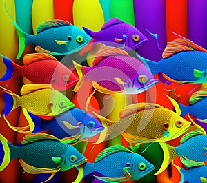 Colorful Fish, Generative AI Illustration