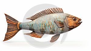 Colorful Fish Sculpture: Realistic Phoenician Art Inspired Metal And Woodcarving