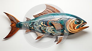Colorful Fish Sculpture: A Stunning Blend Of Pastel And Teal