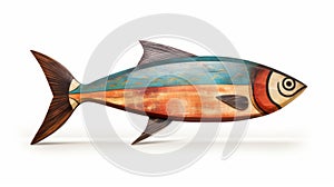 Colorful Fish Sculpture On White Background - Maya Renderings