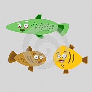 Colorful fishes.3D illustration.