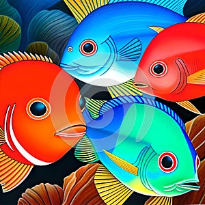 Colorful fishes background