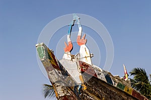 Colorful fishing boat in Banjul