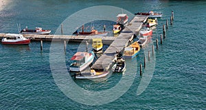 Colorful Fishing Boats at Aruba Pier