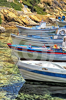 Colorful fishing boats in Greece