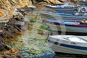 Colorful fishing boats in Greece