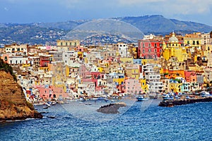 Colorful fishing village on Procida island, Naples, Italy