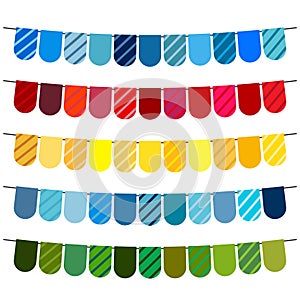 Colorful flags and bunting garlands for decoration