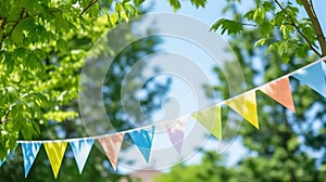 colorful flags in the park for a holiday or party