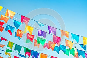 Colorful flags used for decoration at the June Festivals aka festas de Sao Joao, popular festivities in Brazil