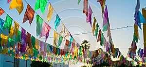 Colorful flags used for decoration at the June Festivals aka festas de Sao Joao, popular festivities in Brazil