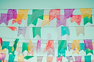 Colorful flags used for decoration at the June Festivals aka festas de Sao Joao, popular festivities in Brazil