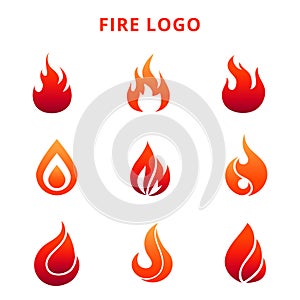 Colorful flame of fire logo isolated on white background