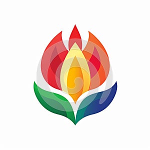 Colorful Flame Logo Design With Petals