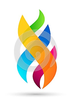 Colorful Flame logo fire energy symbol icon nature elements vector design on white background