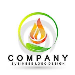 Colorful Flame logo fire energy symbol icon nature elements vector design on white background