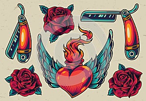 Colorful flash tattoo designs