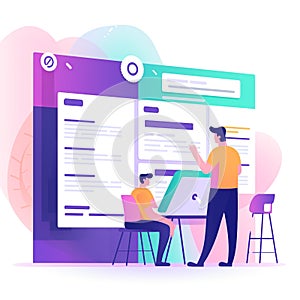 Vibrant Flat Illustration of User Testing and Iterating for Project Perfection