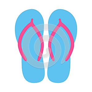 Colorful flip flops. Beach slippers. Sandals. Vector icon isolated on white