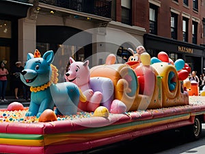 Colorful floats at the New York Parade