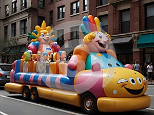 Colorful floats at the New York Parade