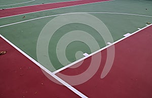 Colorful Floor volleyball, futsal, basketball, badminton court within the gym of the school and universities.