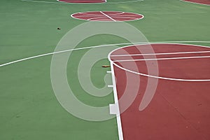 Colorful Floor volleyball, futsal, basketball, badminton court within the gym of the school and universities.