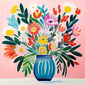 Colorful Floral Arrangement In Fauvist Style By Deborah Kozlowski