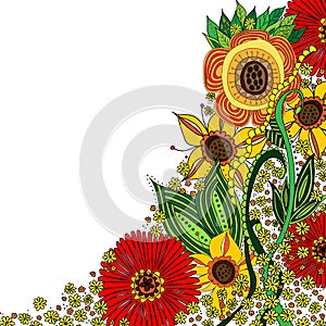 Colorful floral background with copy space