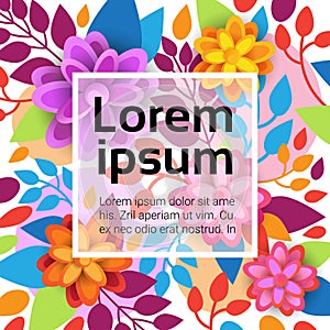 Colorful Floral Background Spring Graphic Design With Flowers Banner With Copy Space