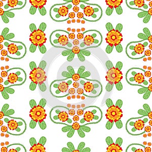 Colorful Floral Folk Vector Seamless Pattern