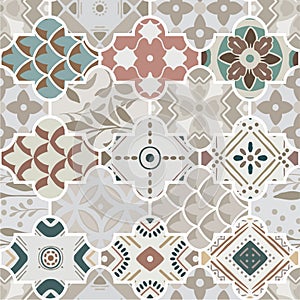 Colorful floral seamless ornate pattern in brown color