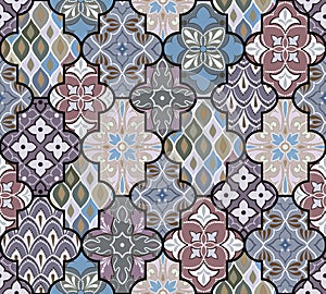 Colorful floral seamless ornate pattern in brown color