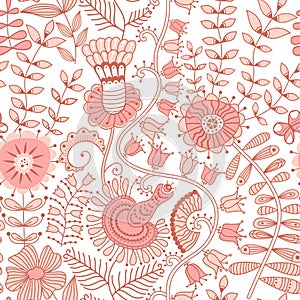 Colorful floral seamless pattern in cartoon style. Seamless patt