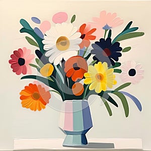 Colorful Floral Still-life In The Style Of Matisse photo